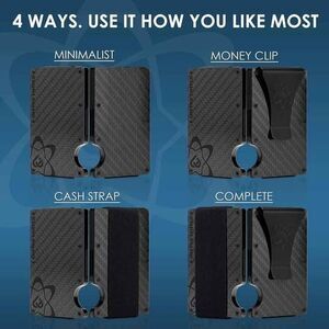 NEW Carbon Fiber RFID Slim Wallet Minimalist Money Clip Cash Strap